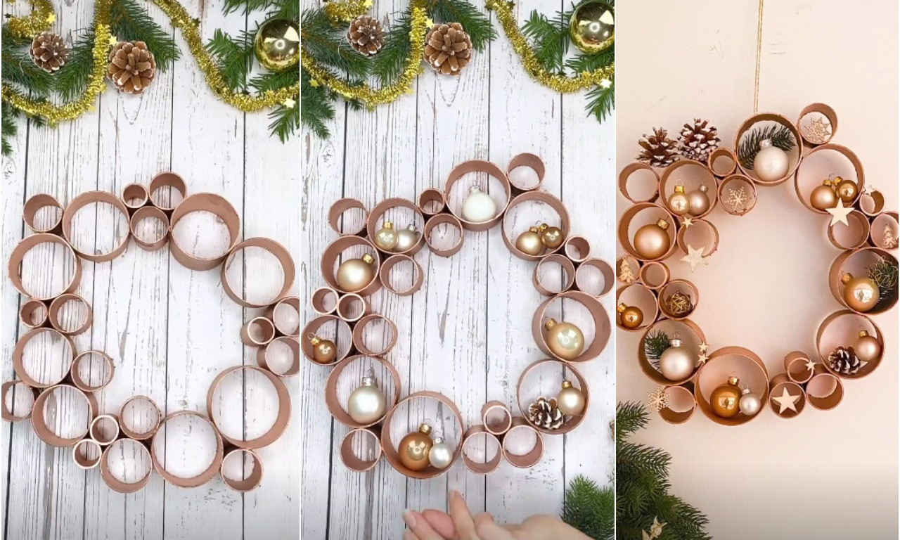 NE BACAJTE ROLNE OD TOALET PAPIRA I UBRUSA Napravite novogodišnji venac koji izgleda kao da je kupljen u radnji! (VIDEO)