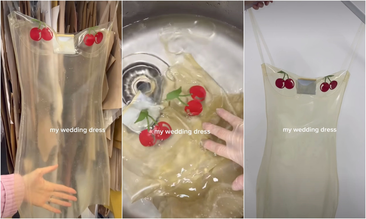"OVO JE DŽINOVSKI..." Mlada sama dizajnirala venčanicu, svi kažu da je „prešla granicu“ i da liči na prezervativ (VIDEO)