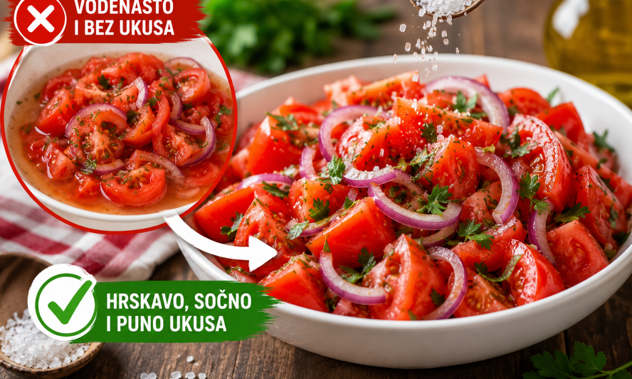 PARADAJZ SALATA VAM UVEK PUSTI VODU? Kafanska caka rešava problem za 30 sekundi